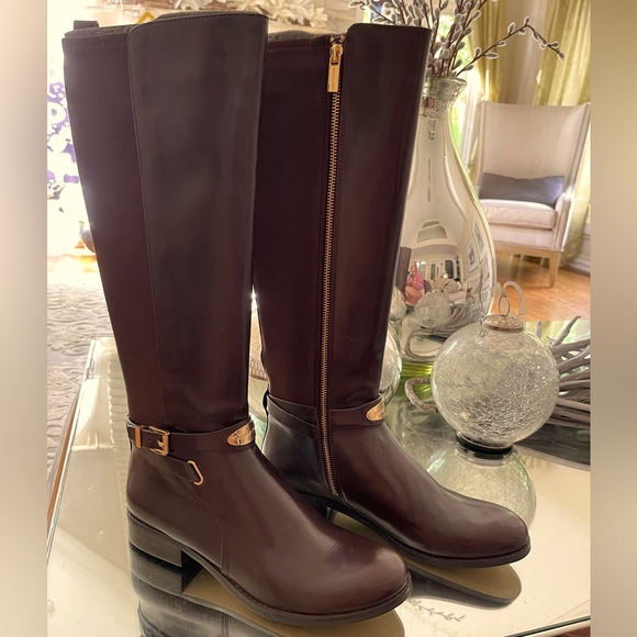 Michael Kors Brown Leather Boots Size 10 - Picture 1 of 7